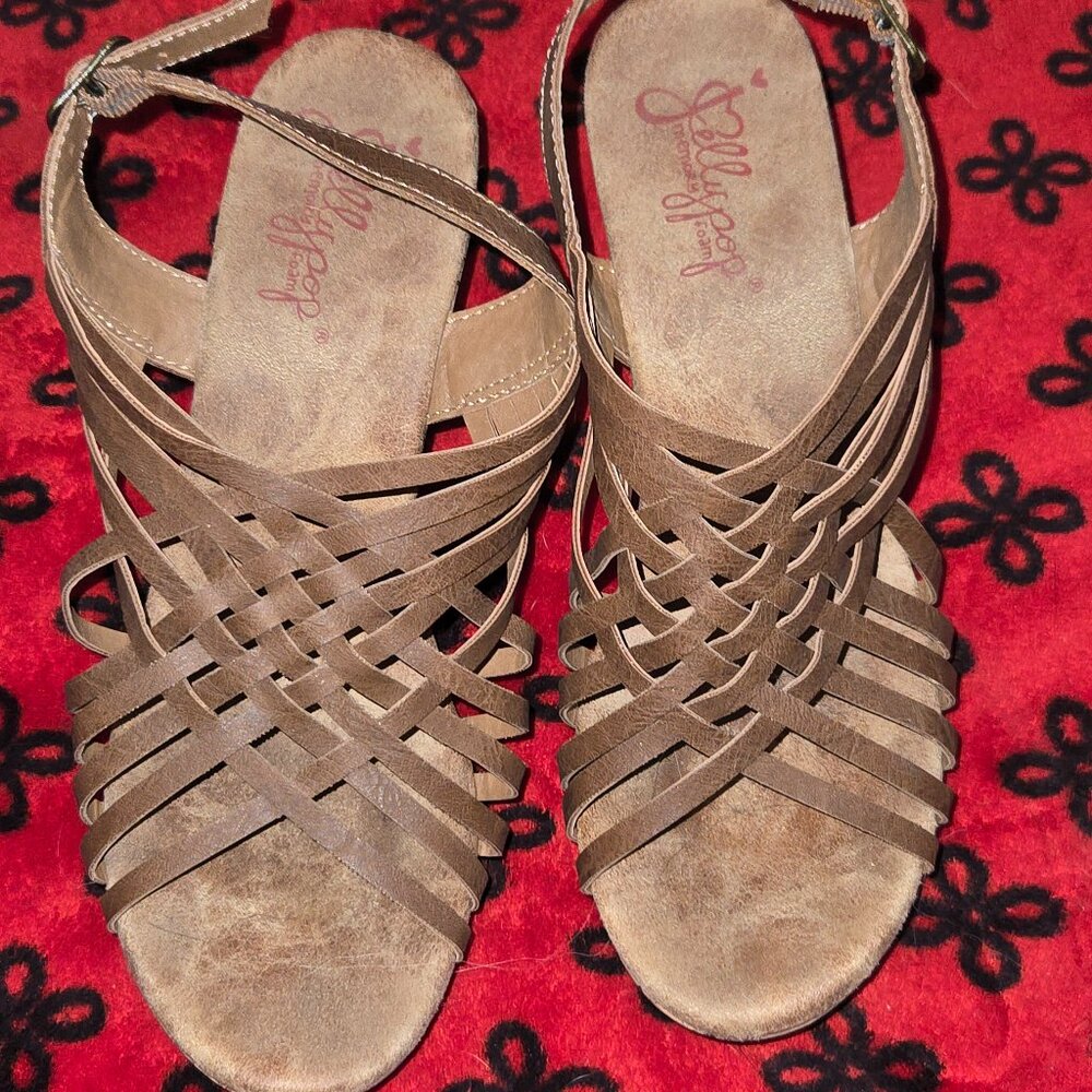 Jelly Pop Memory Foam Womens Wedge Buckle Sandals Size 7M